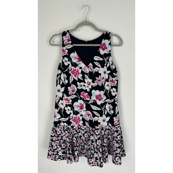 Banana Republic Floral Drop Waist Mini Shift Dress Womens 0 Navy Purple New - Picture 1 of 6